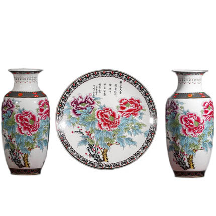 porcelain for Jahrriesnge snow scene vase set 3pcs cna1047 porcelain Jahrriesnge for snow scene vase set 3pcs cna1047