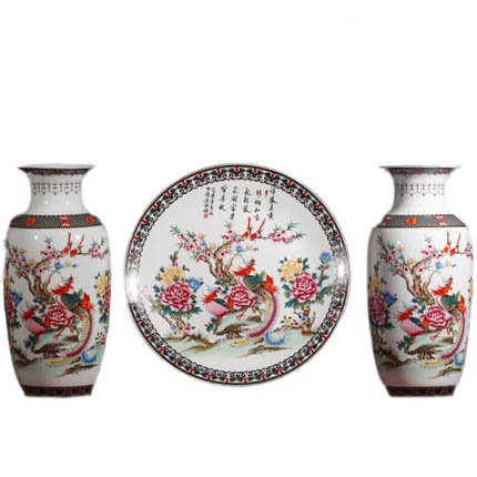 porcelain for Jahrriesnge snow scene vase set 3pcs cna1049 porcelain Jahrriesnge for snow scene vase set 3pcs cna1049